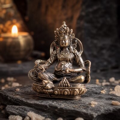 yellow-jambhala-brass-wealth-deity-statue-01-main Yellow Jambhala statue in solid brass on a lotus base