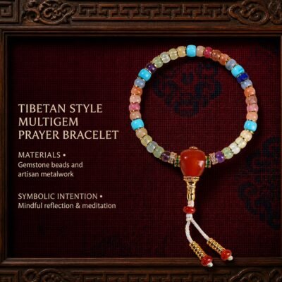 Tibetan Multigemstone Prayer Bracelet