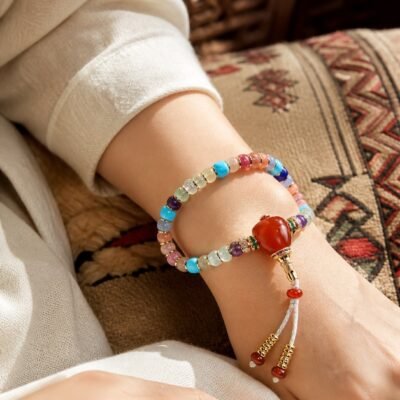 Tibetan Multigemstone Prayer Bracelet