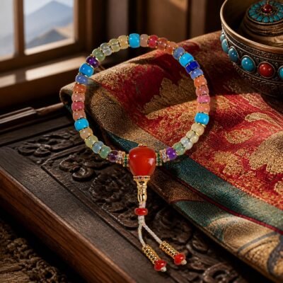 Tibetan Multigemstone Prayer Bracelet