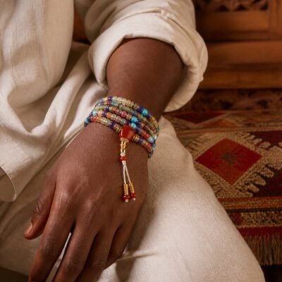 Himalayan Multigem Guru Mala — Triple-Wrap Bracelet & Meditation Necklace