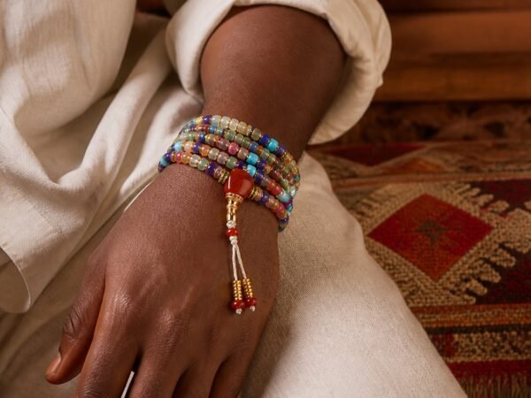 Himalayan Multigem Guru Mala — Triple-Wrap Bracelet & Meditation Necklace
