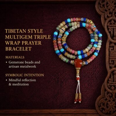 Himalayan Multigem Guru Mala — Triple-Wrap Bracelet & Meditation Necklace