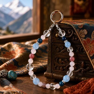 Blue & Rose Crystal Phone Wristlet