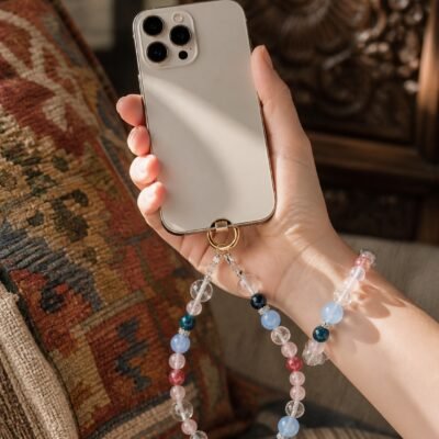 Blue & Rose Crystal Phone Wristlet