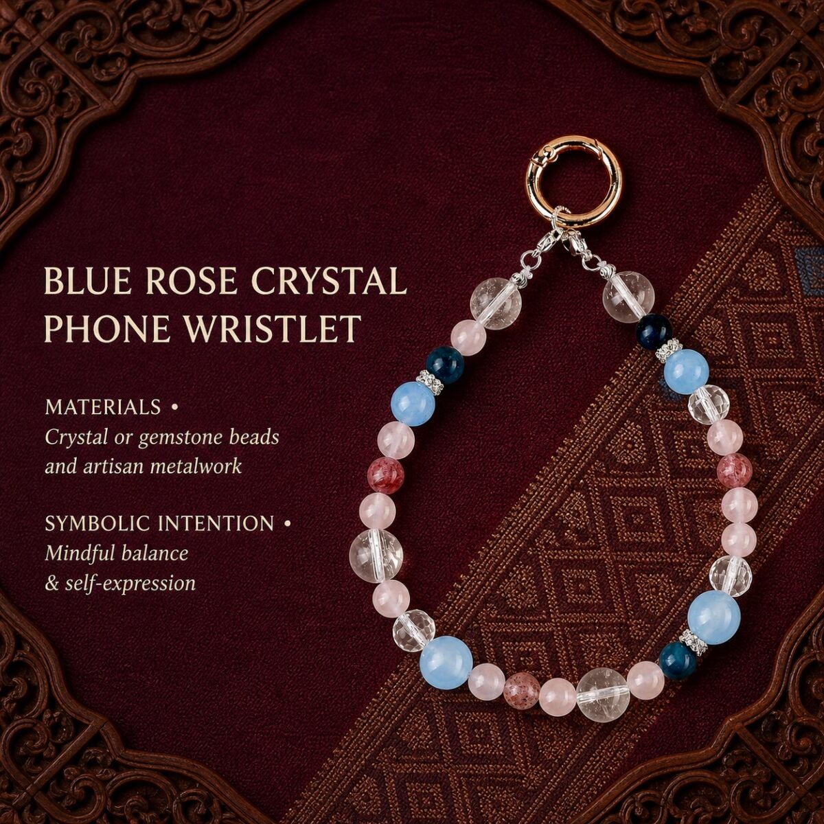 Blue & Rose Crystal Phone Wristlet