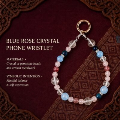 Blue & Rose Crystal Phone Wristlet