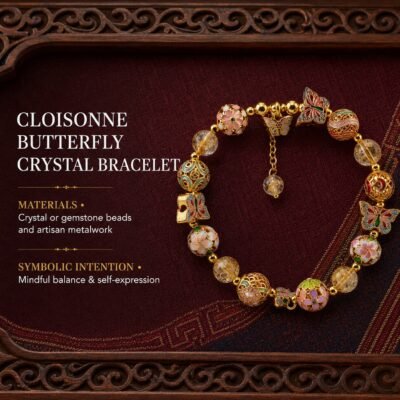 Cloisonné Butterfly Crystal Bracelet