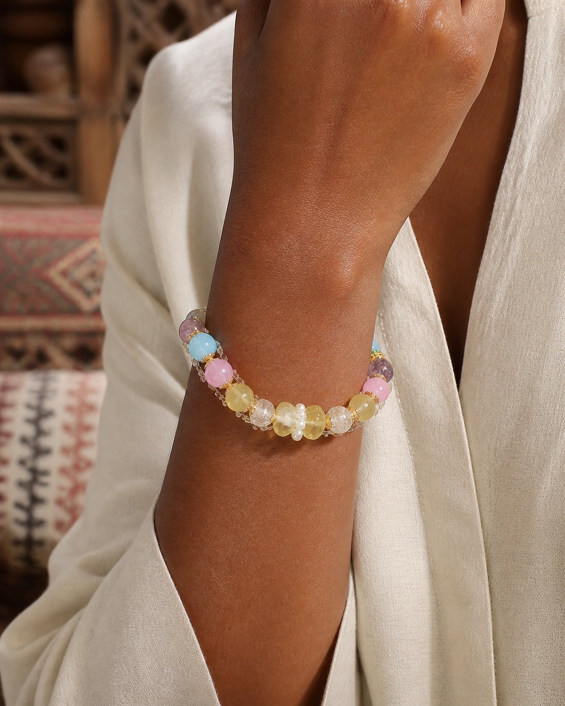 z7192003-pastel-crystal-gold-accent-bracelet-01 Pastel Crystal Gold-Accent Bracelet