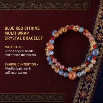 Blue, Red & Citrine Multi-Wrap Crystal Bracelet
