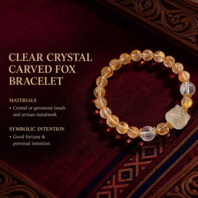 Clear Crystal Carved Guardian Lion Bracelet