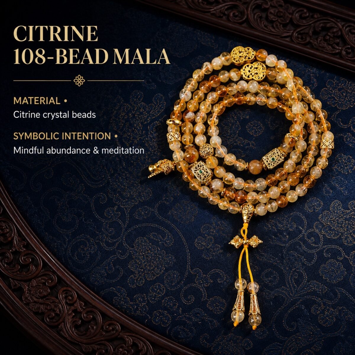 Golden Citrine Crystal Mala