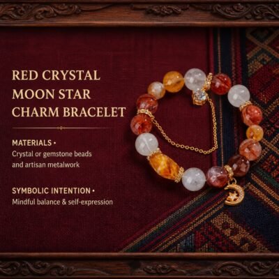 Red Crystal Moon & Star Charm Bracelet