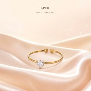 Gold Birthstone Heart Rings - April