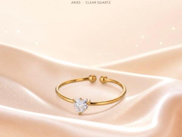 April Moonstone Birthstone Heart Ring – Gold