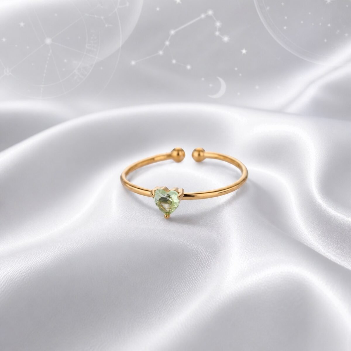 August Black Agate Birthstone Heart Ring – Gold