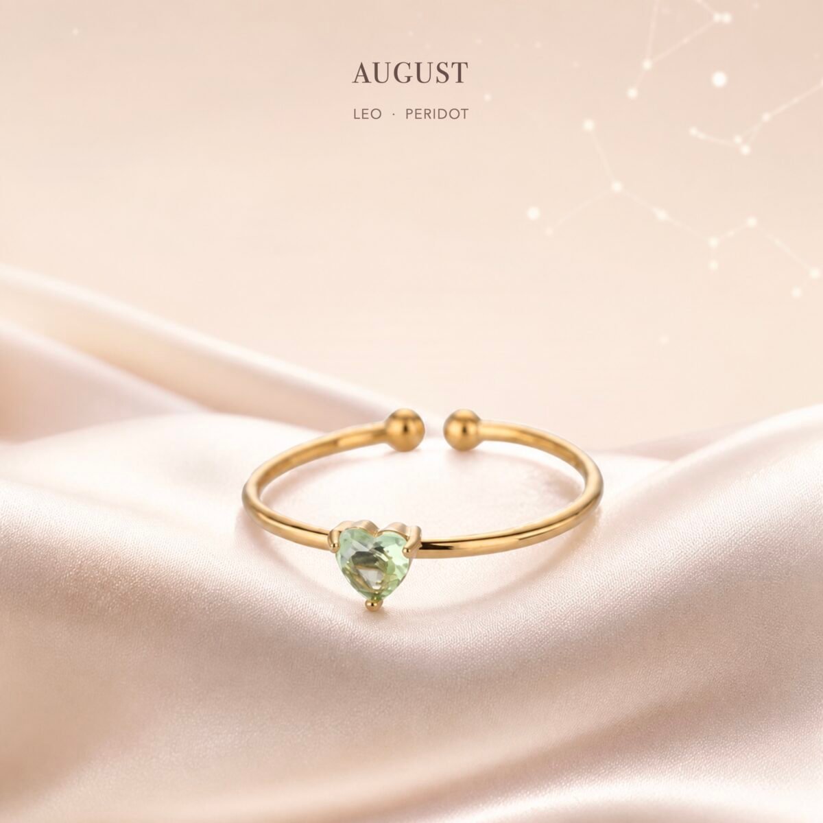 August Black Agate Birthstone Heart Ring – Gold