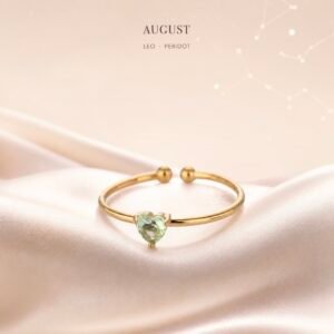 Gold Birthstone Heart Rings - August