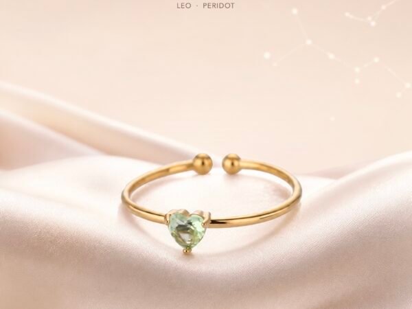 August Black Agate Birthstone Heart Ring – Gold