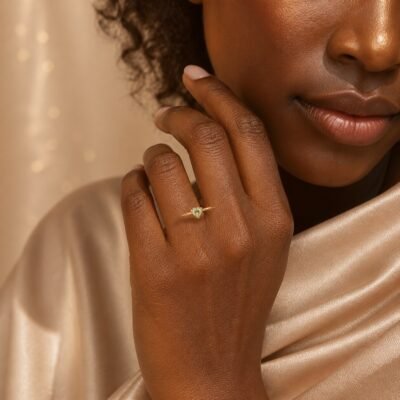 August Black Agate Birthstone Heart Ring – Gold