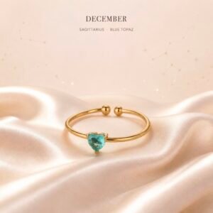 Gold Birthstone Heart Rings - December