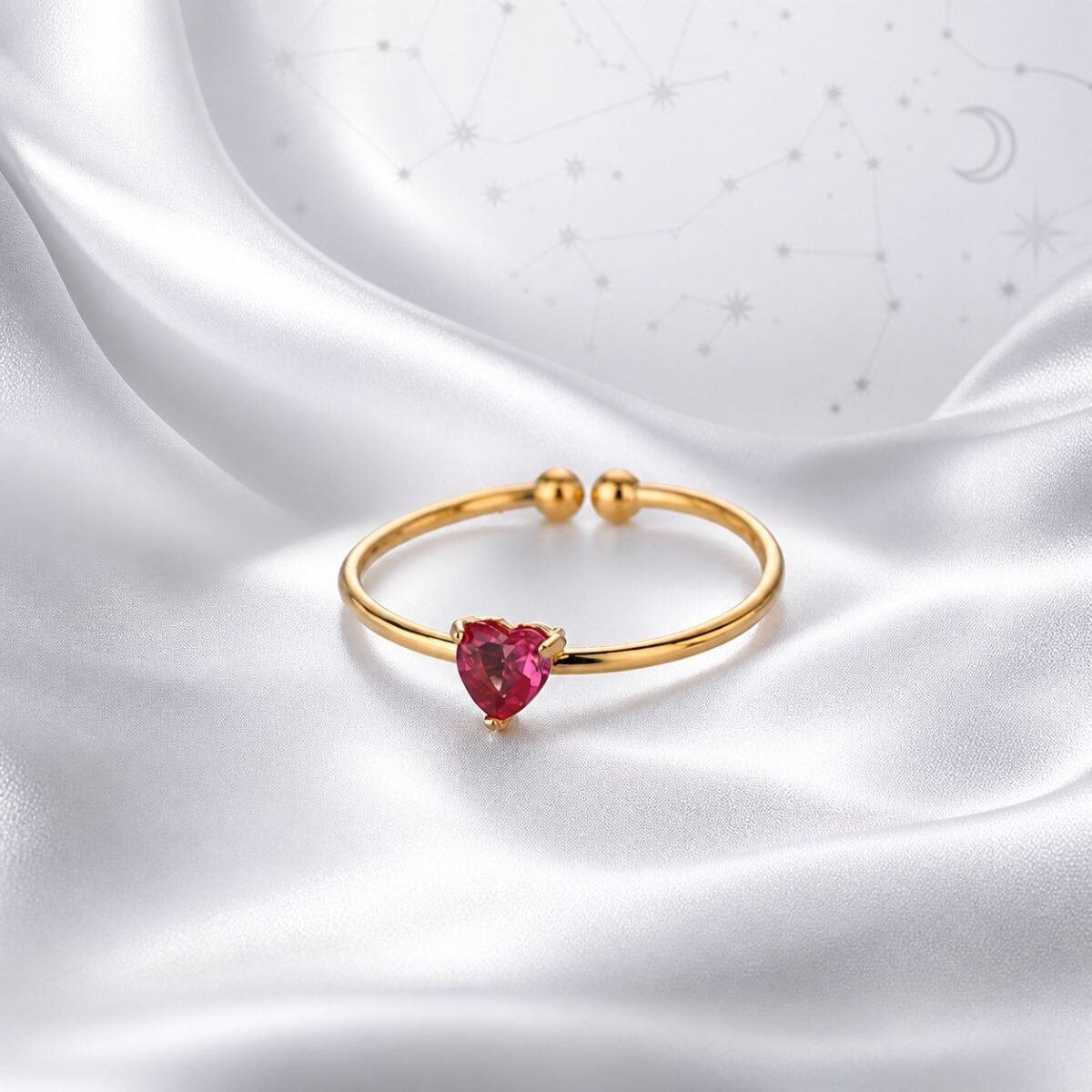 Gold Birthstone Heart Rings