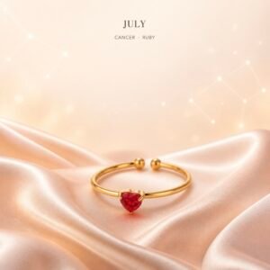 Gold Birthstone Heart Rings - July