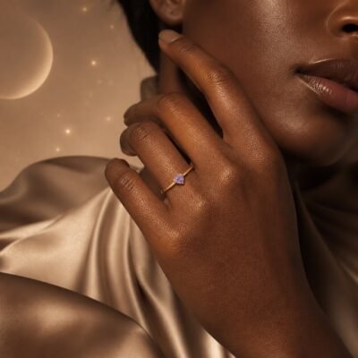June Lavender Birthstone Heart Ring – Gold