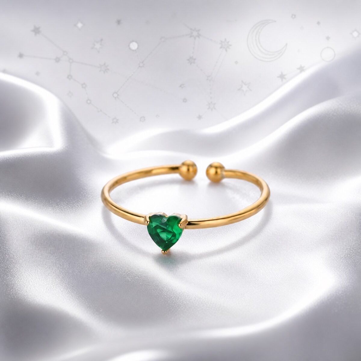 Gold Birthstone Heart Rings