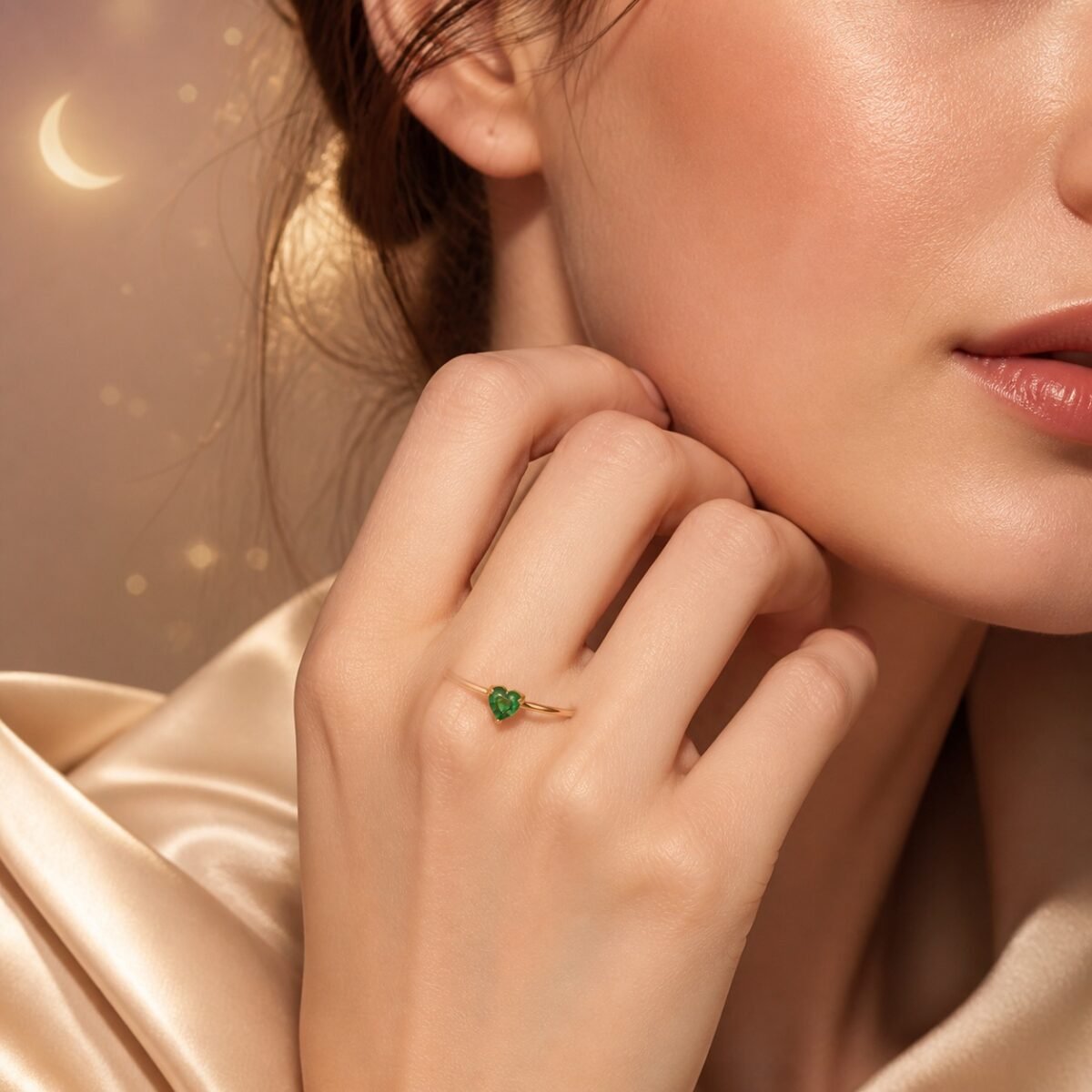 May Fluorite Birthstone Heart Ring – Gold