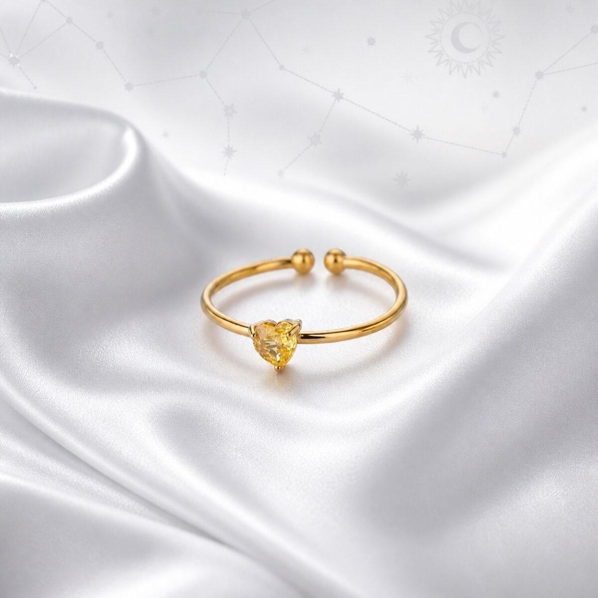 November Citrine Birthstone Heart Ring – Gold