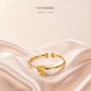 November Citrine Ring in a gold-tone heart design