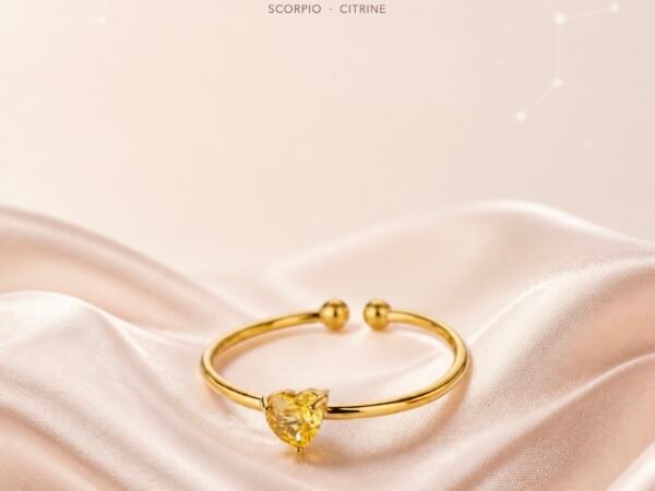 November Citrine Ring in a gold-tone heart design