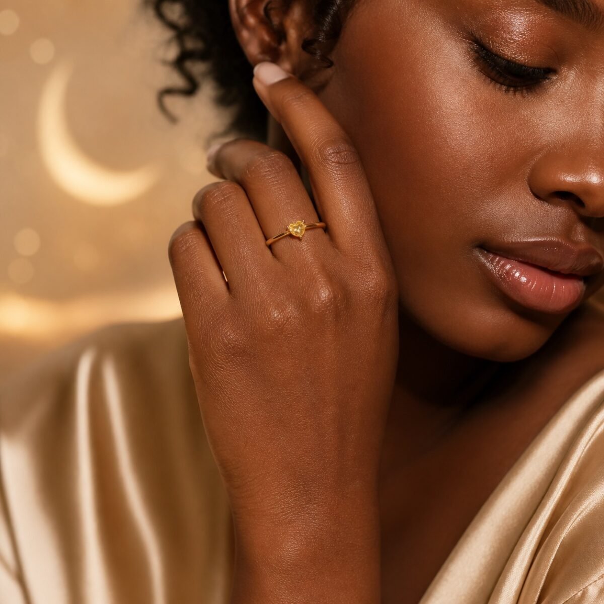 November Citrine Birthstone Heart Ring – Gold