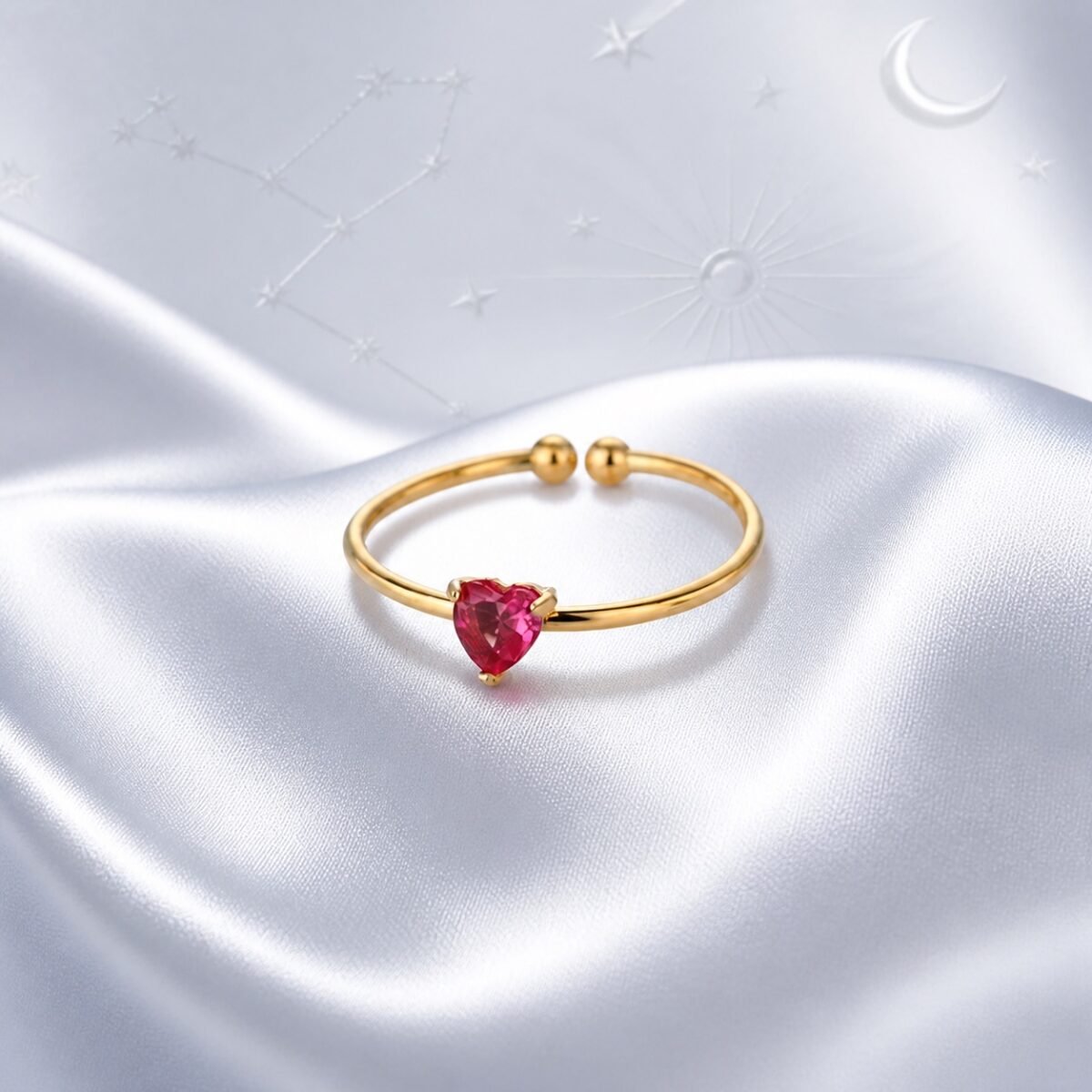 October Obsidian Birthstone Heart Ring – Gold
