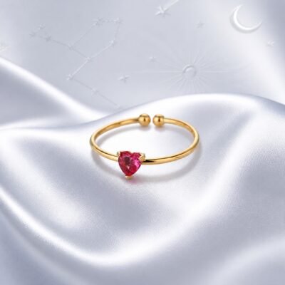 October Obsidian Birthstone Heart Ring – Gold