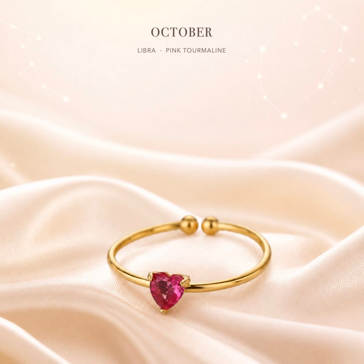October Obsidian Birthstone Heart Ring – Gold