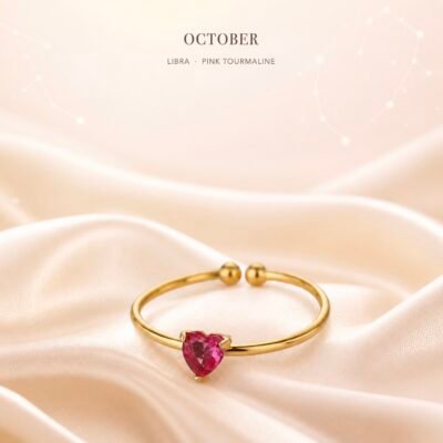 October Obsidian Birthstone Heart Ring – Gold