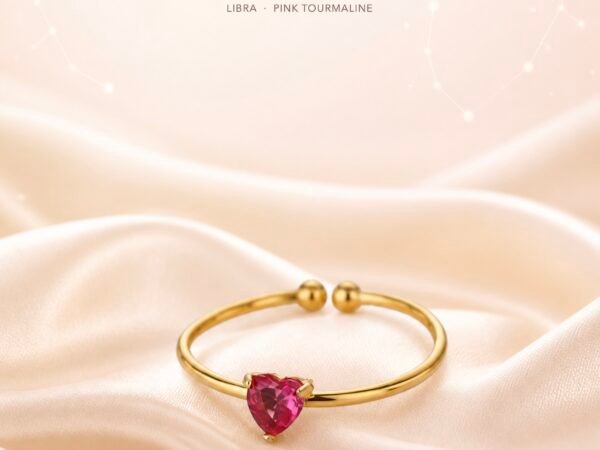 October Obsidian Birthstone Heart Ring – Gold