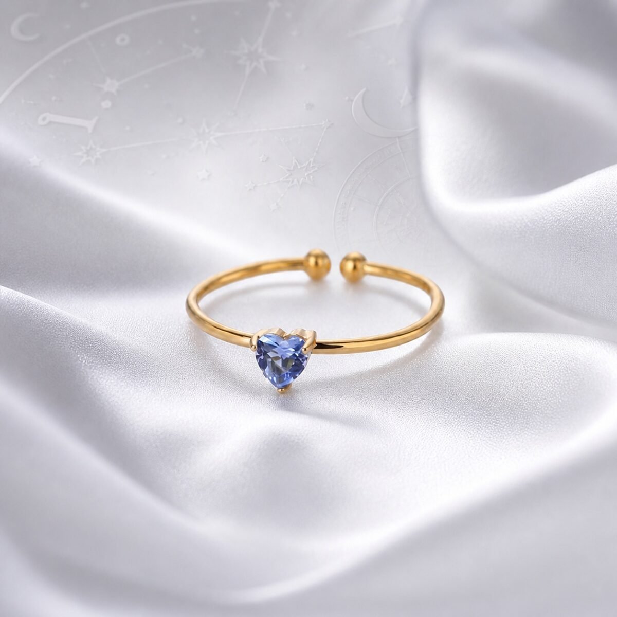September Sapphire Birthstone Heart Ring – Gold