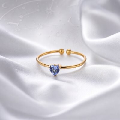September Sapphire Birthstone Heart Ring – Gold