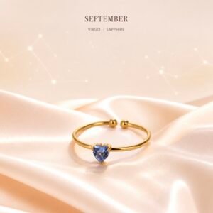 Gold Birthstone Heart Rings - September