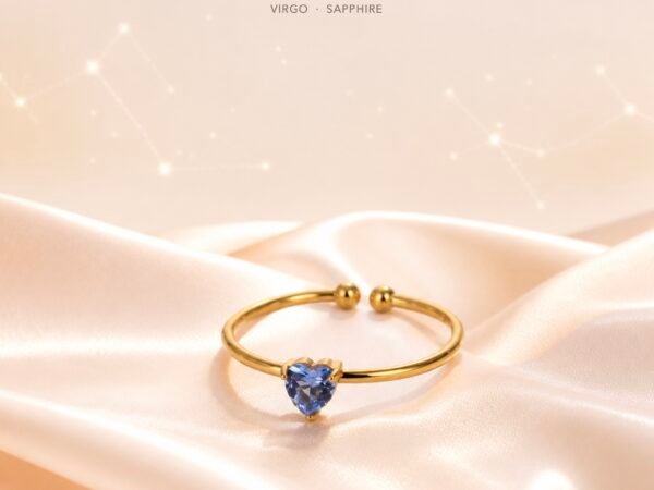 September Sapphire Birthstone Heart Ring – Gold