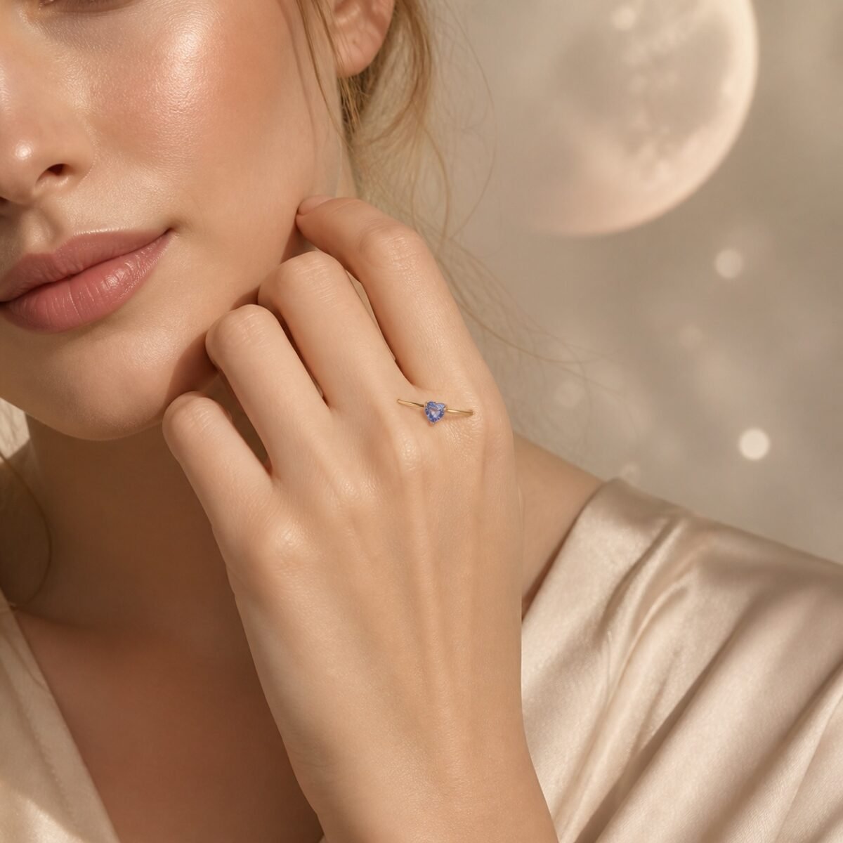 September Sapphire Birthstone Heart Ring – Gold