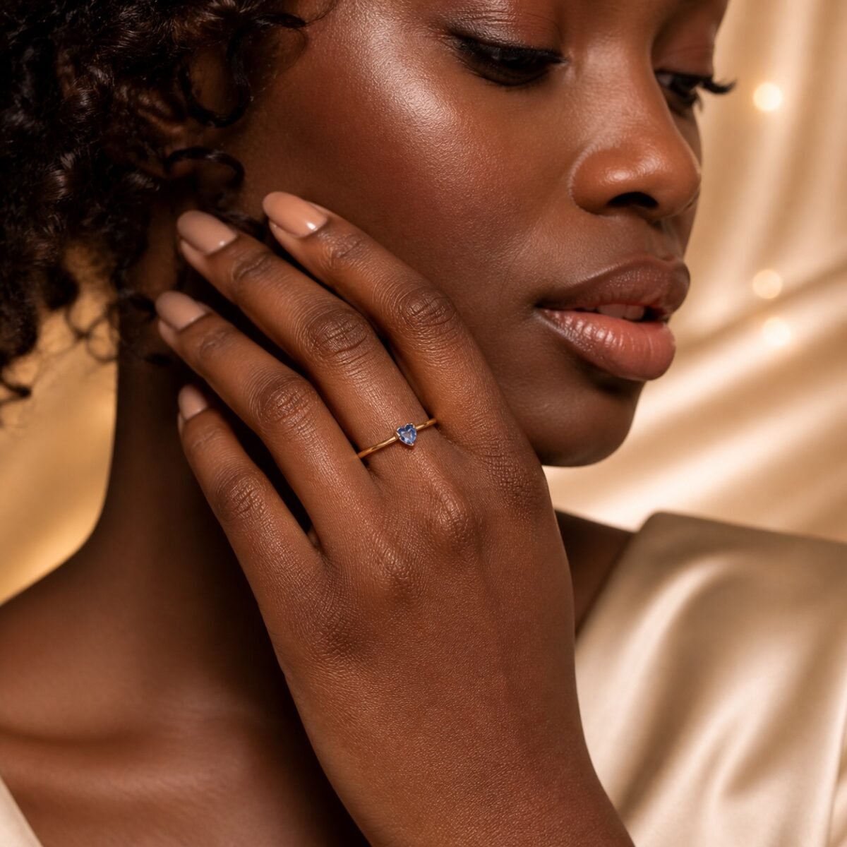 September Sapphire Birthstone Heart Ring – Gold