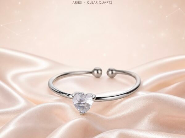 April Moonstone Birthstone Heart Ring – Silver