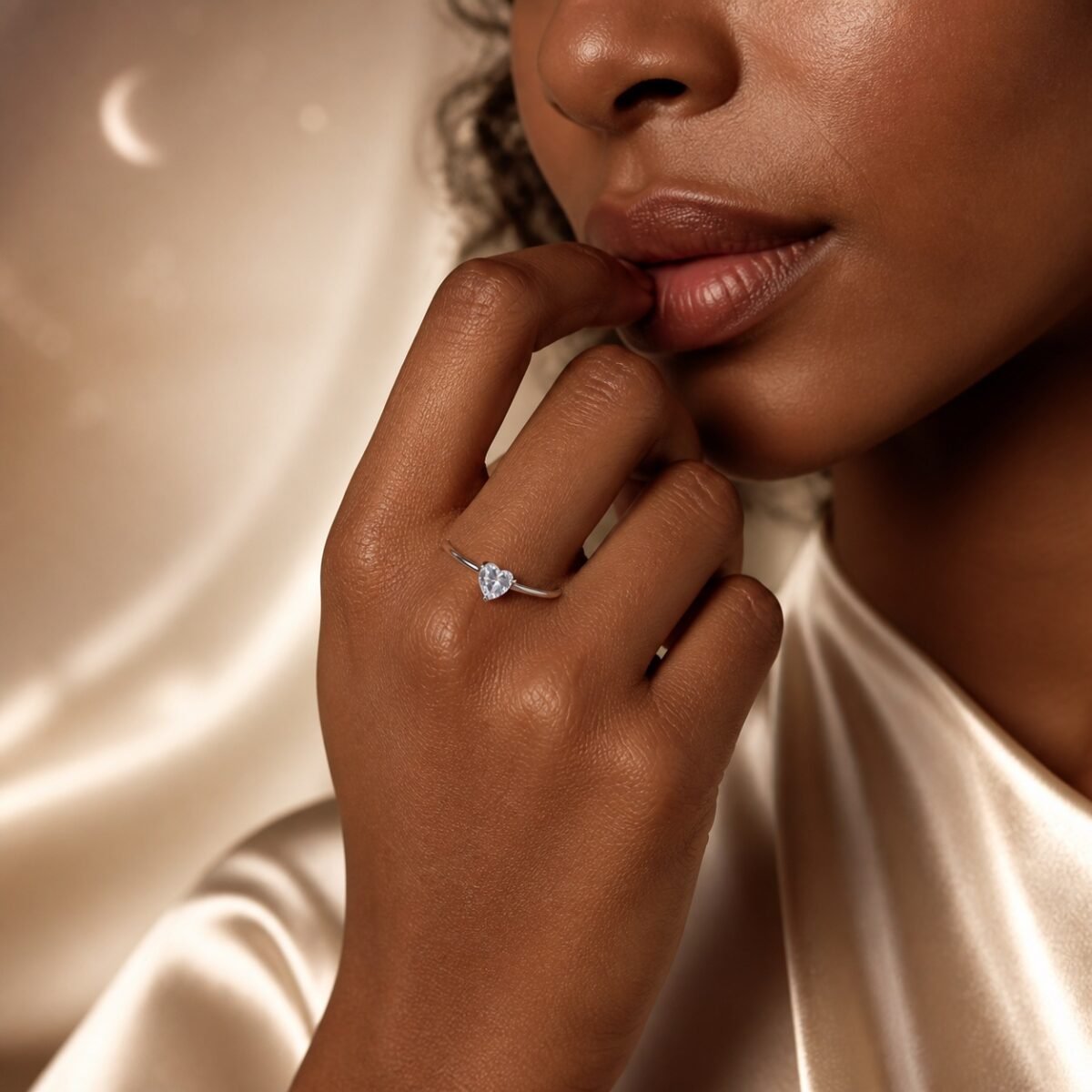 April Moonstone Birthstone Heart Ring – Silver