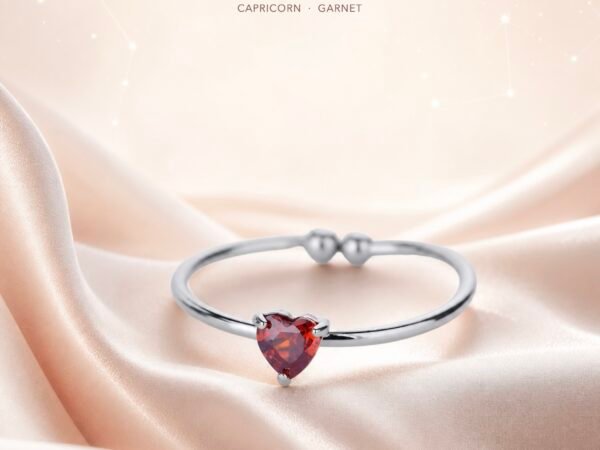 January Garnet Ring in a silver-tone heart design