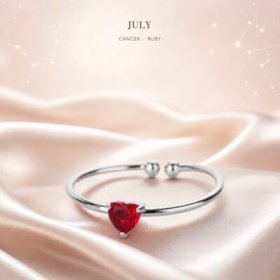 zodiac-birthstone-heart-ring-silver-july-ruby-02-birthstone-card July Red Agate Birthstone Heart Ring – Silver