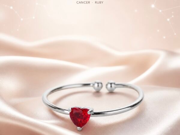 July Red Agate Birthstone Heart Ring – Silver